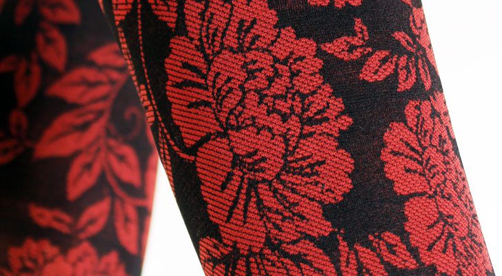 Red & Black Floral Tights Alba by Fiore
