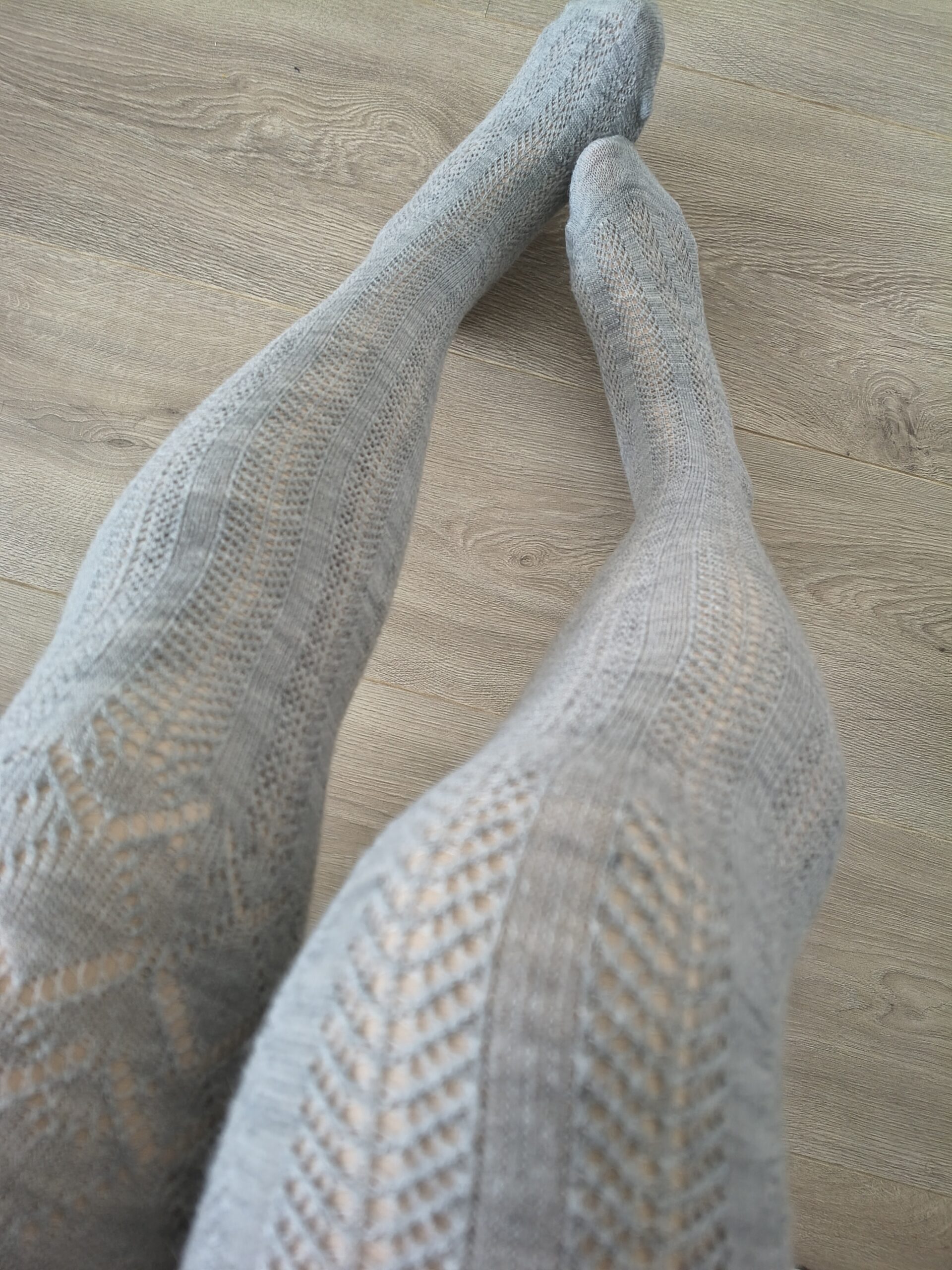 Grey-Blue Openwork Lace Over-The-Knee Socks - Socks Vinted Find - Thrift
