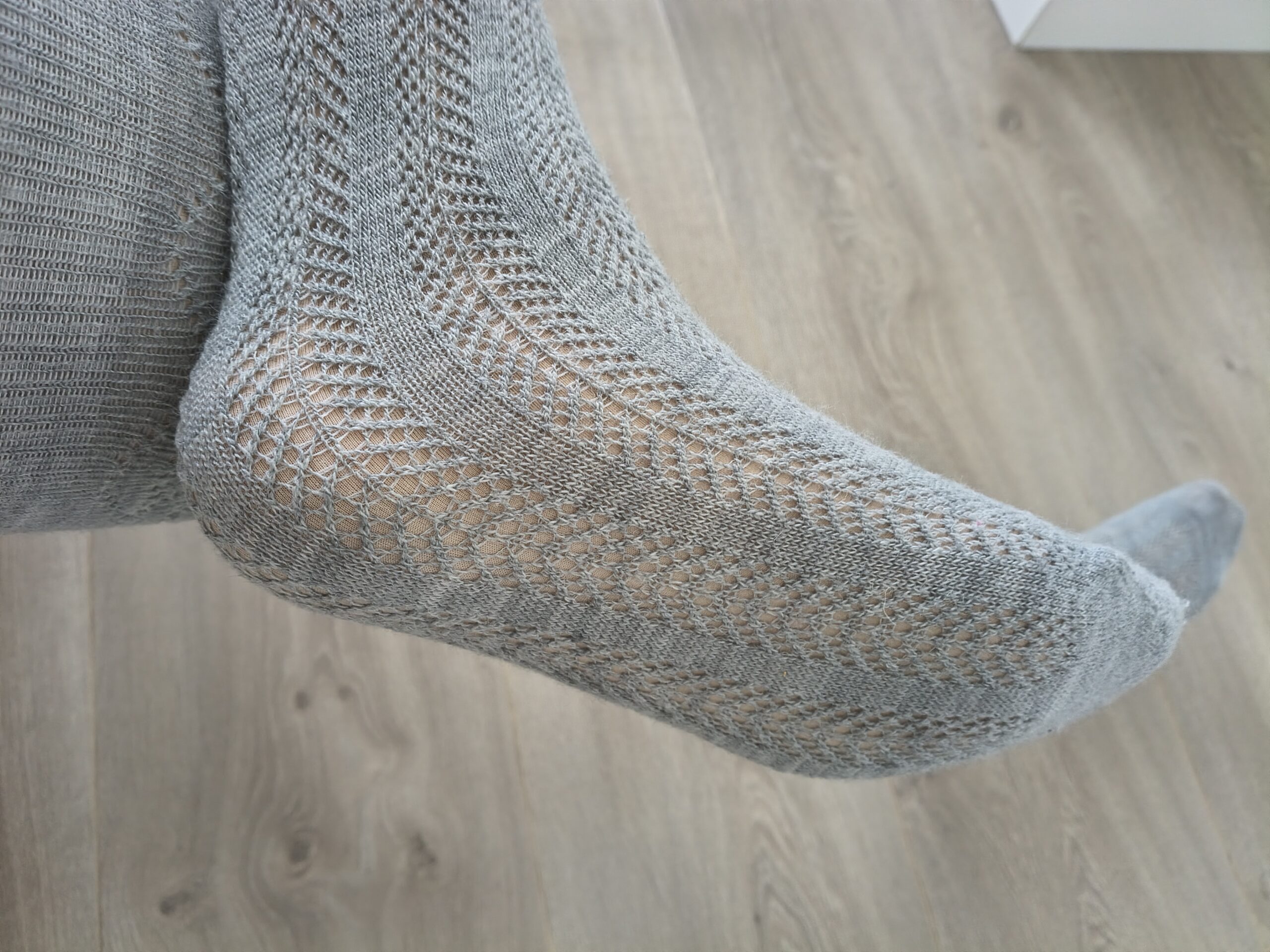 Grey-Blue Openwork Lace Over-The-Knee Socks - Socks Vinted Find - Thrift