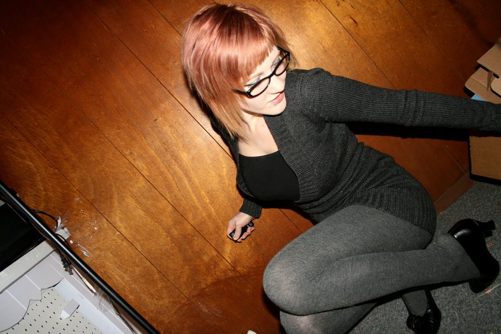 Grey tights with black top, tonal grey outfit