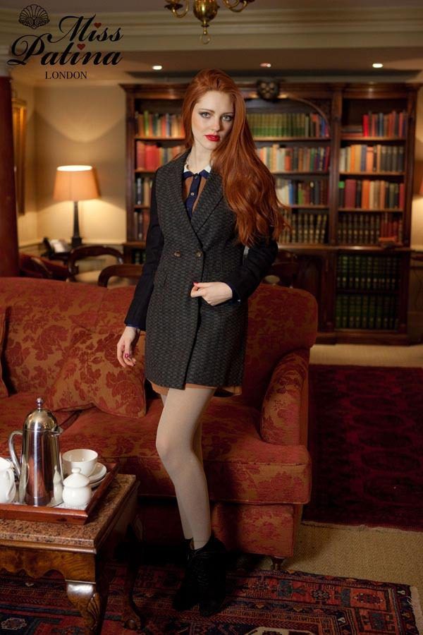 Light grey wool cotton tights by Miss Patina