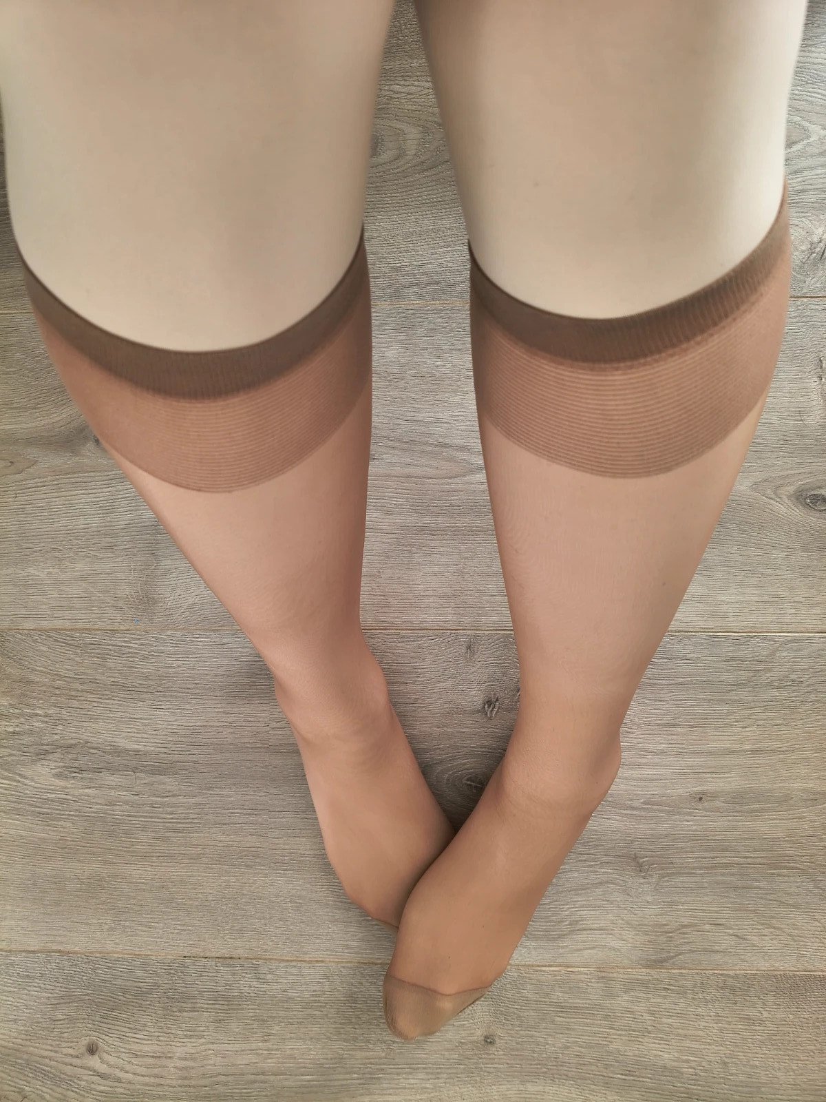 Sheer Tan Knee-High Nylons photo 3