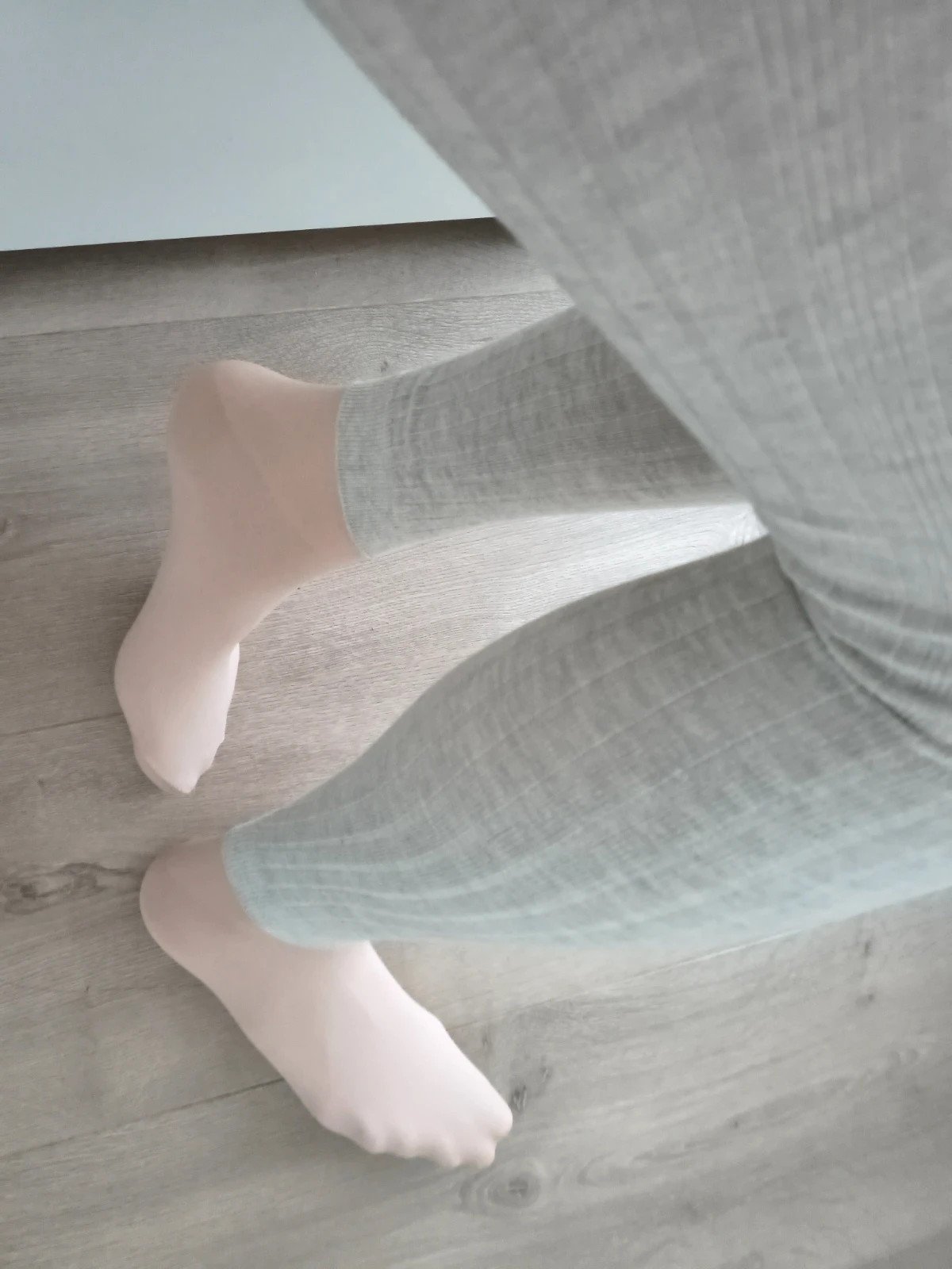 Oatmeal Ribbed Cotton Footless Tights photo 2