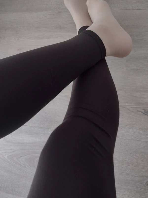 Black Footless Leggings with Ankle Cuff