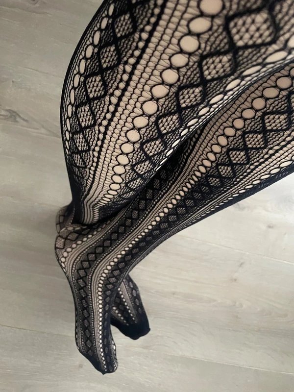 Black Geometric Lace Tights