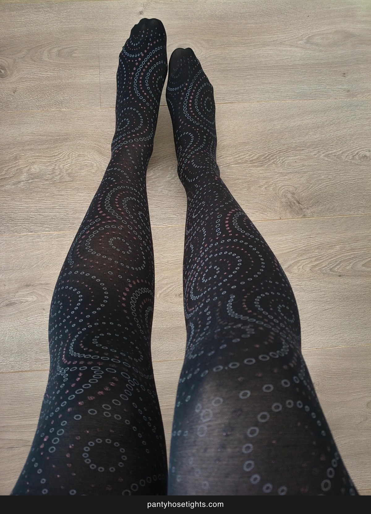 Black Mandala Dot-Print Tights