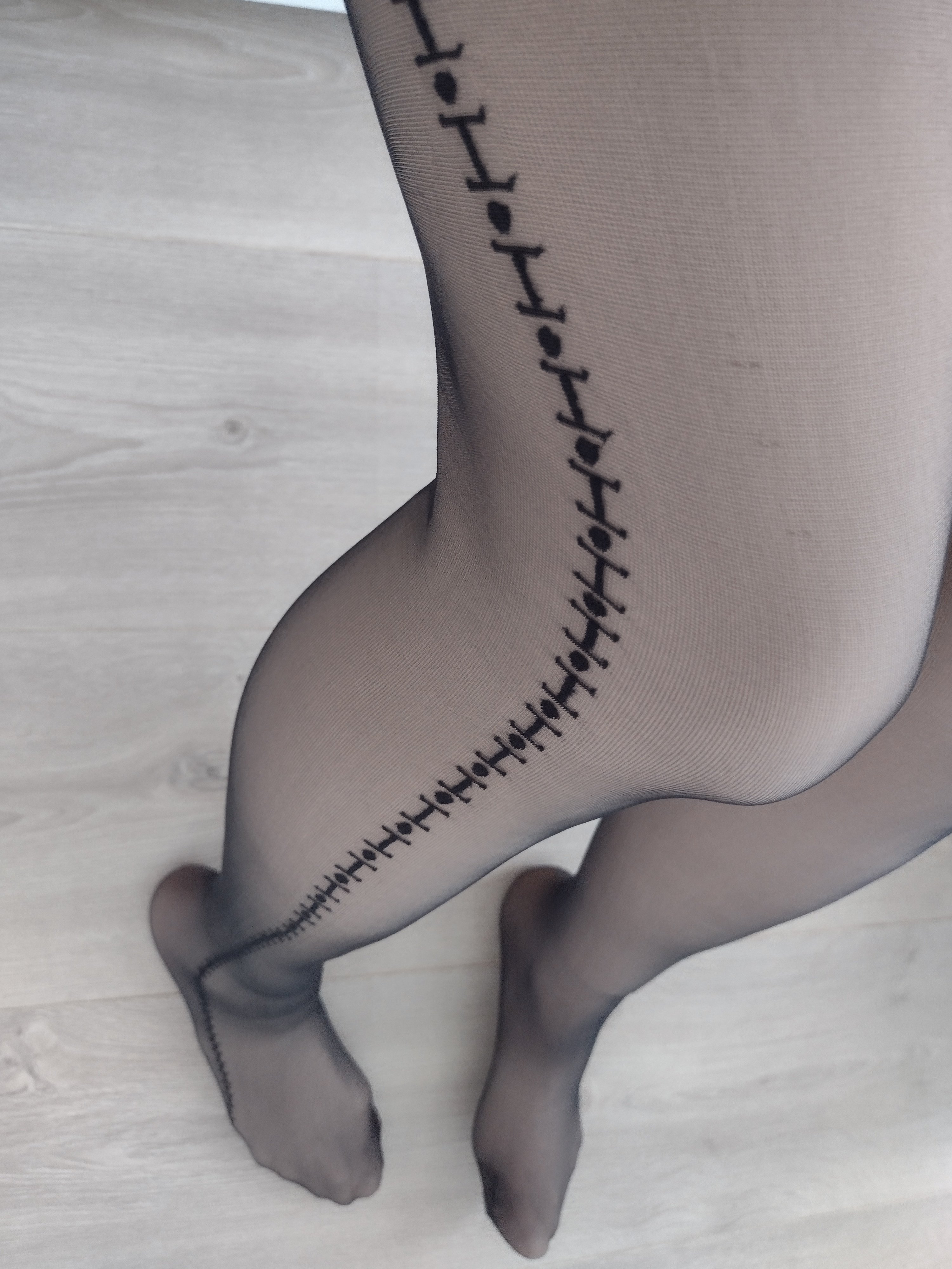 Black Sheer Tights with Deco Seam Detail