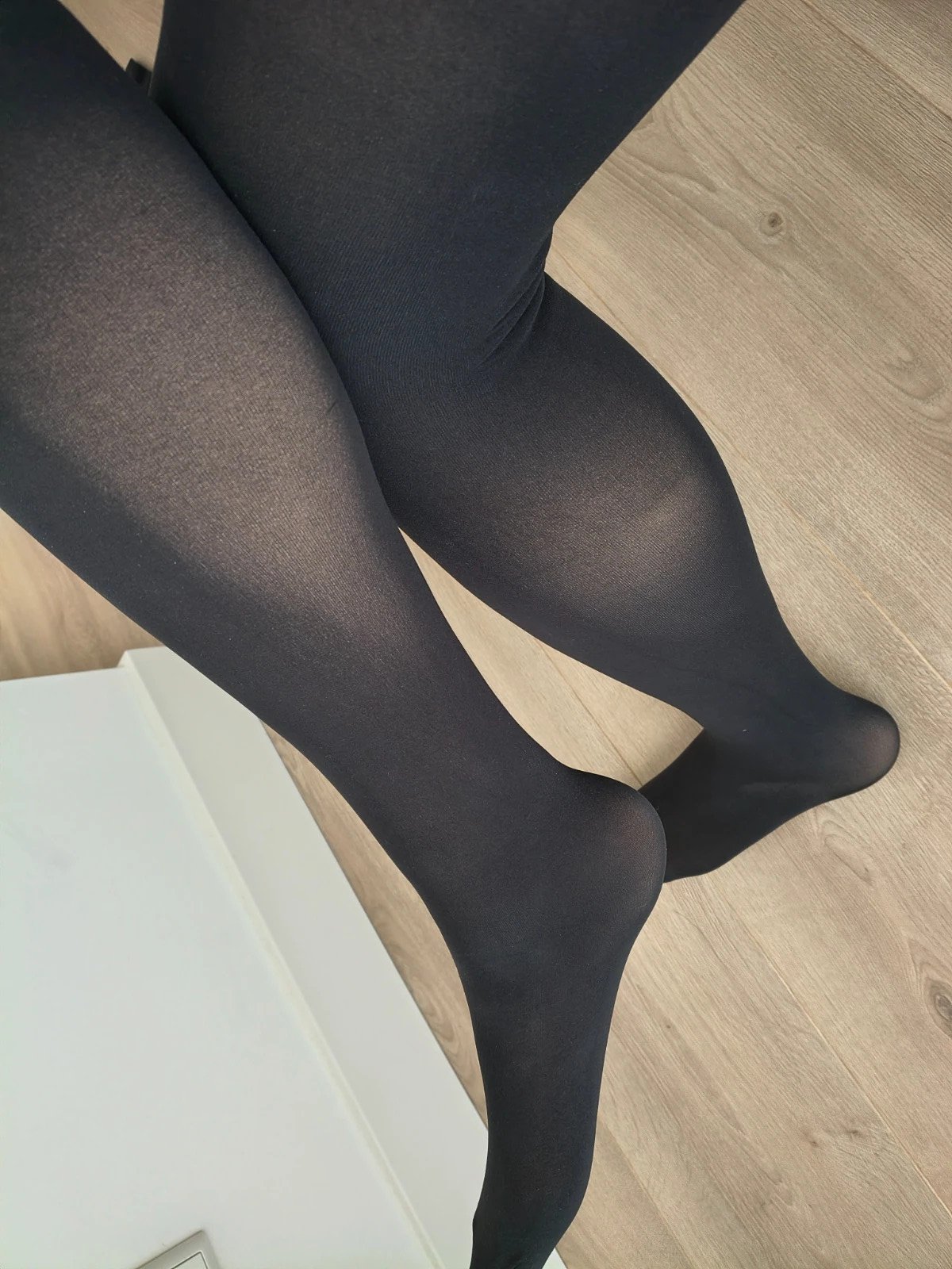 Smooth Black Velvet-Feel Tights photo 3