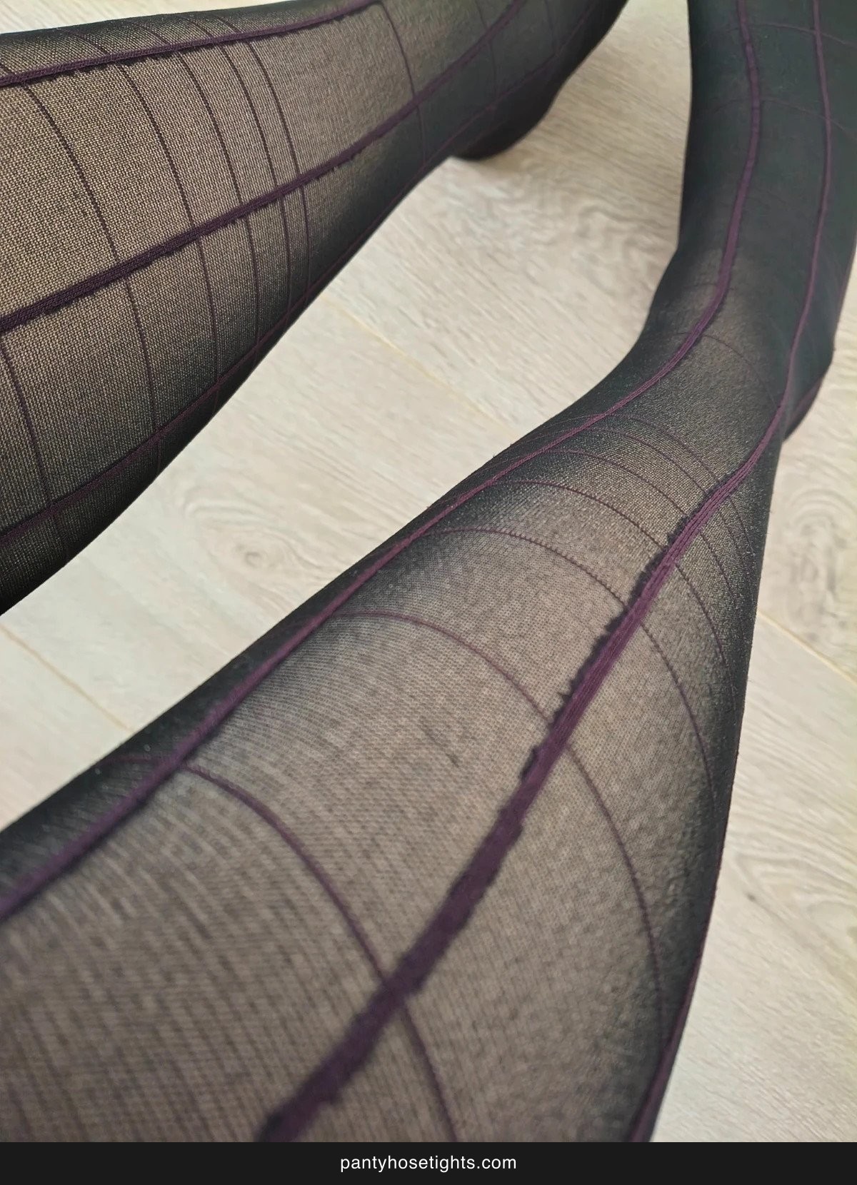 Black Sheer Tights with Purple Grid Pattern photo 2