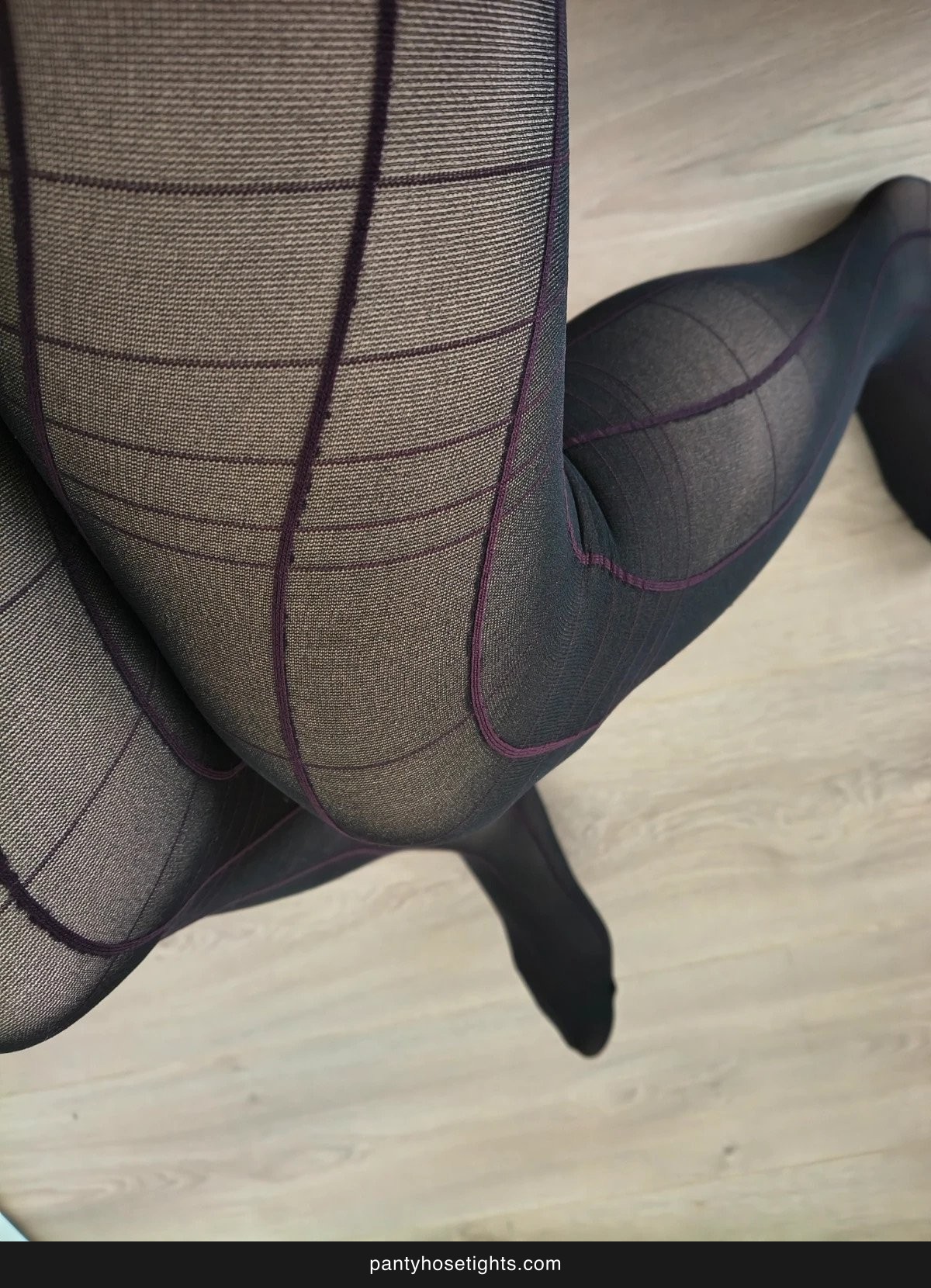 Black Sheer Tights with Purple Grid Pattern photo 4