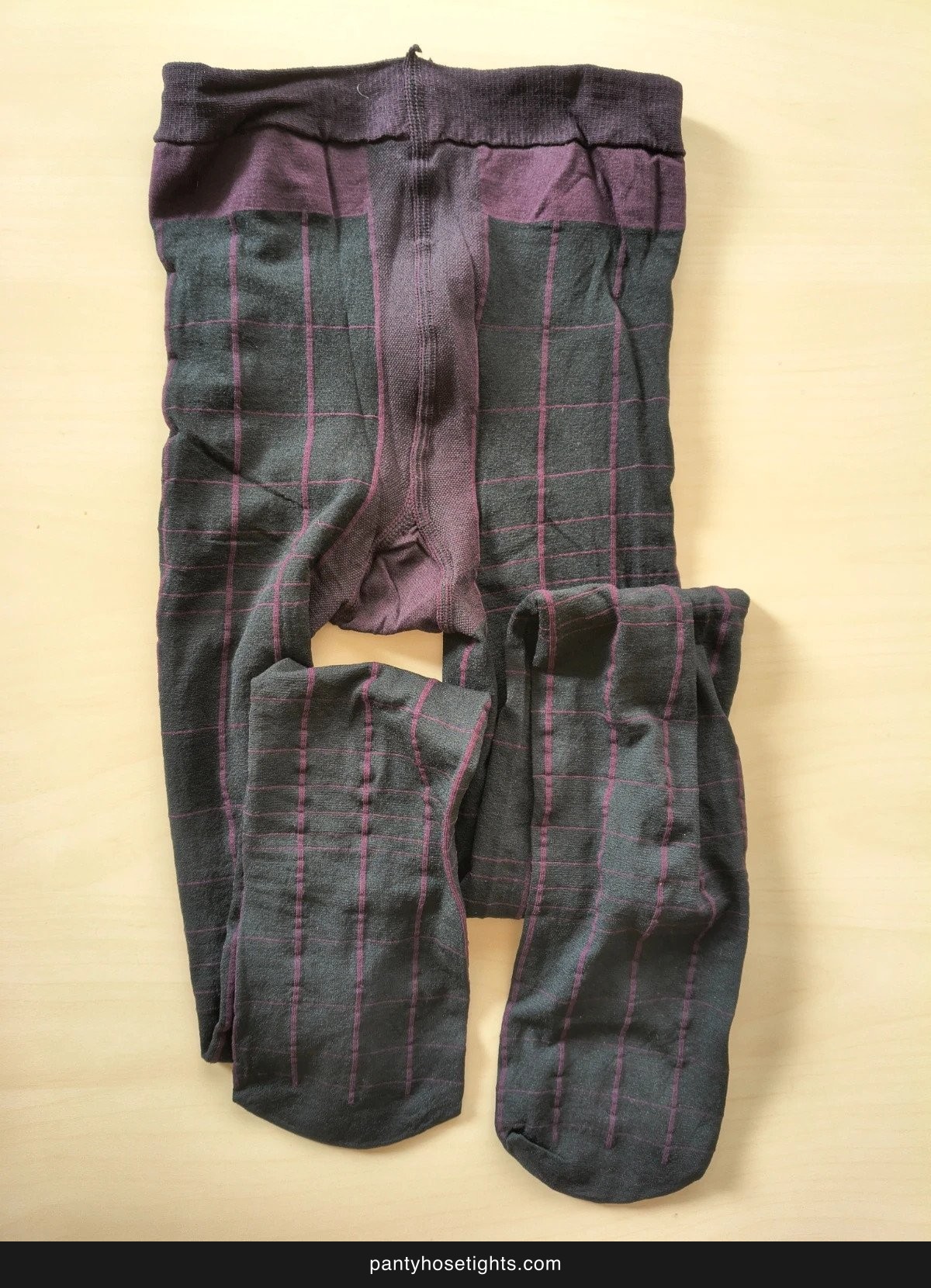 Black Sheer Tights with Purple Grid Pattern photo 8
