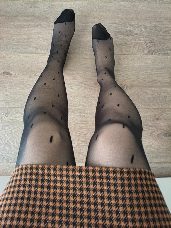Sheer Black Dash-Print Tights photo 2