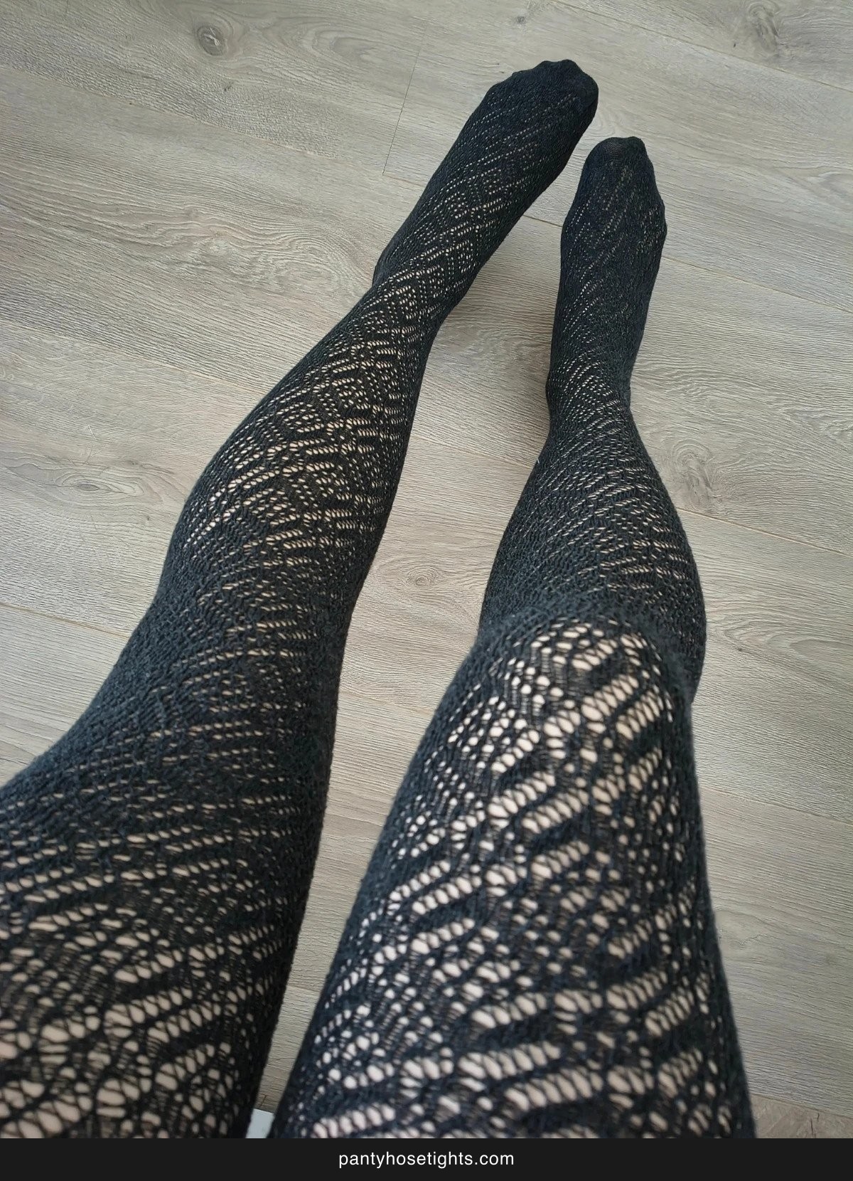 Black Wool-Blend Diamond Lace Tights