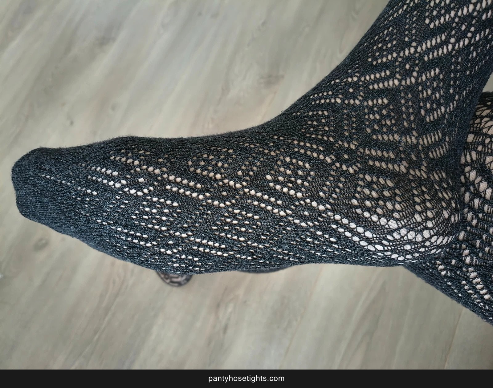 Black Wool-Blend Diamond Lace Tights photo 5