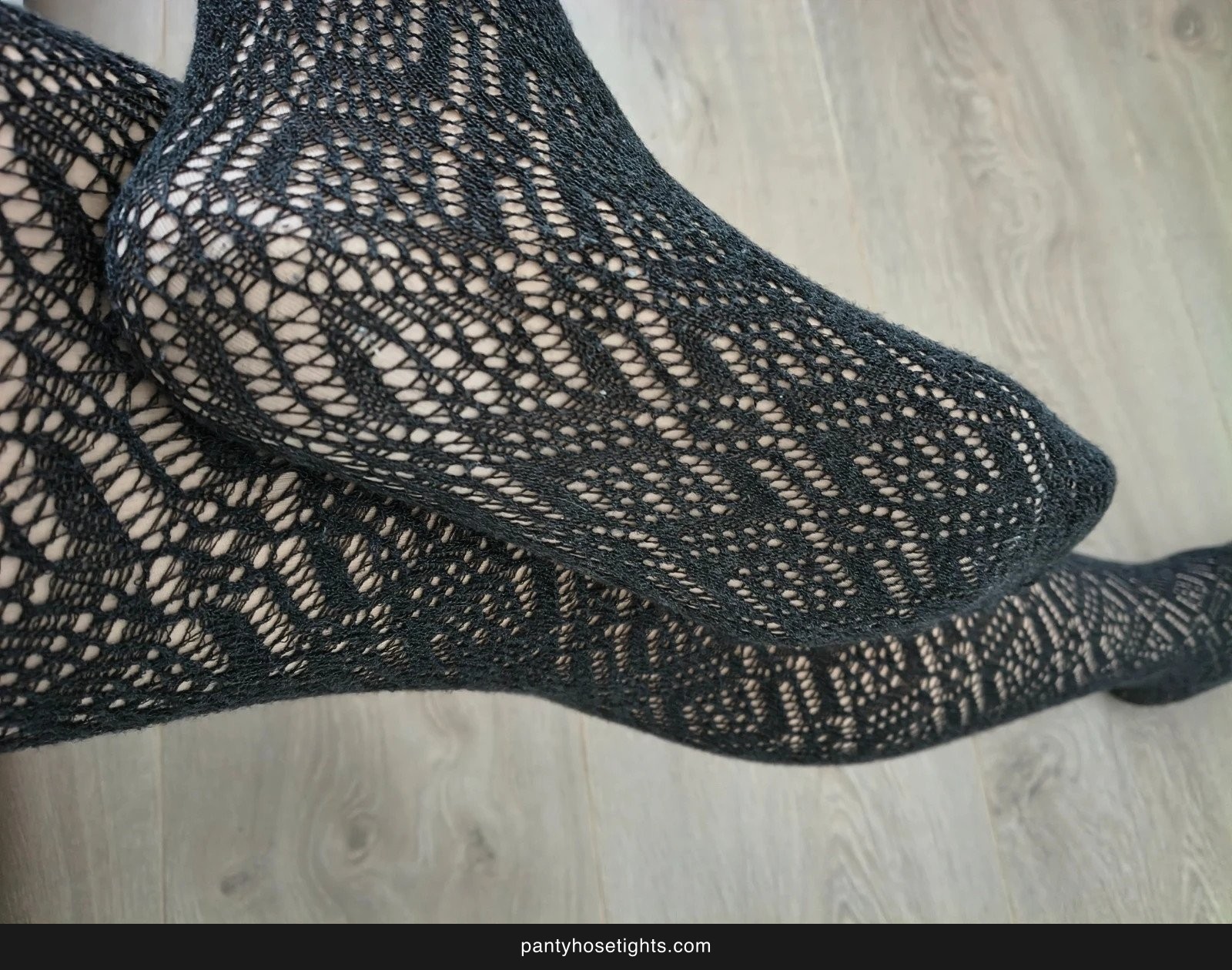Black Wool-Blend Diamond Lace Tights photo 6