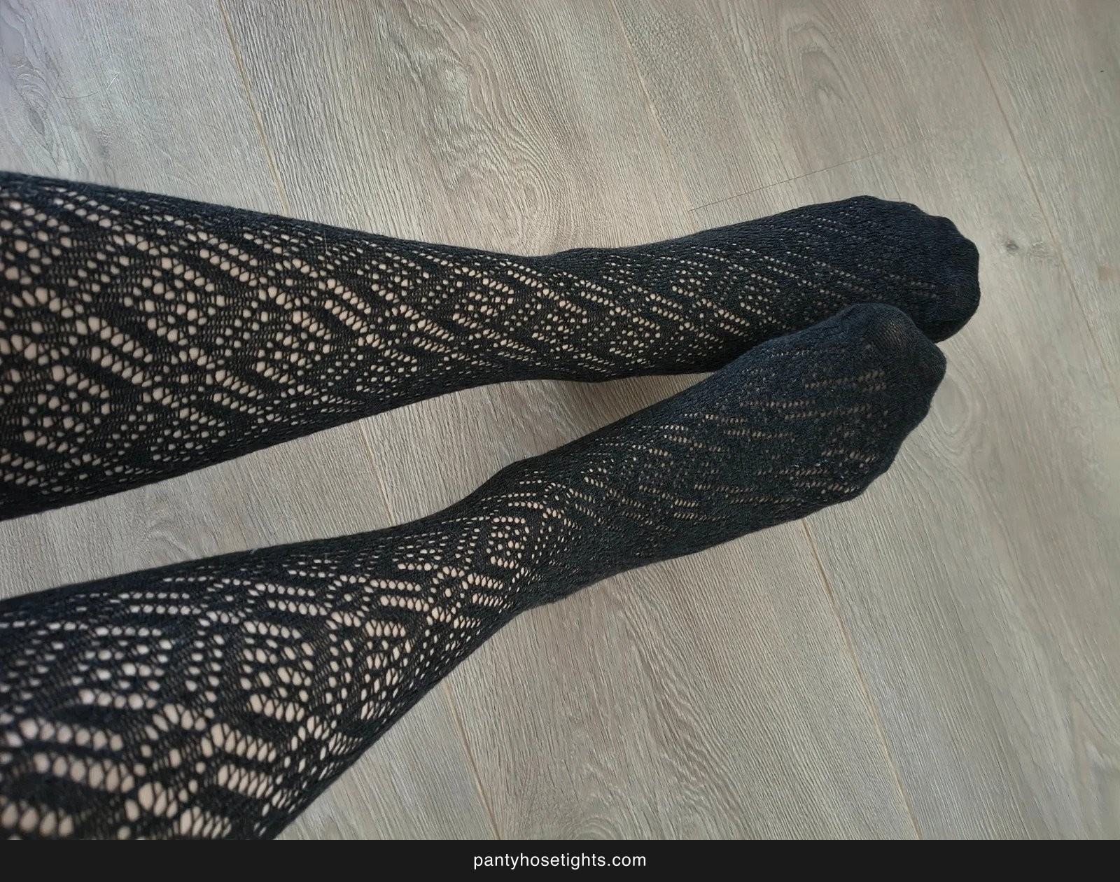 Black Wool-Blend Diamond Lace Tights photo 8