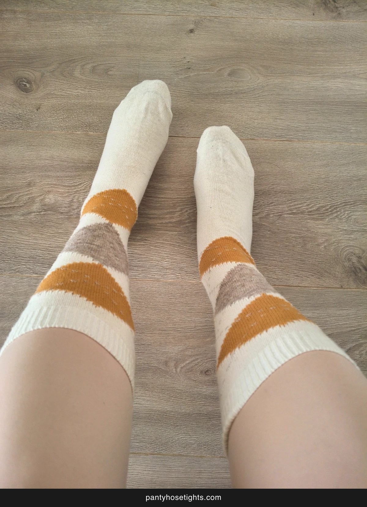 Boho Argyle Beige & Mustard Knee-High Socks