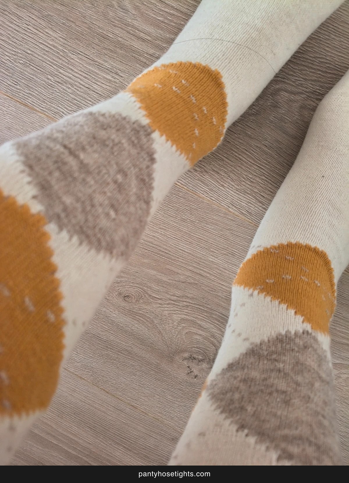 Boho Argyle Beige & Mustard Knee-High Socks photo 6