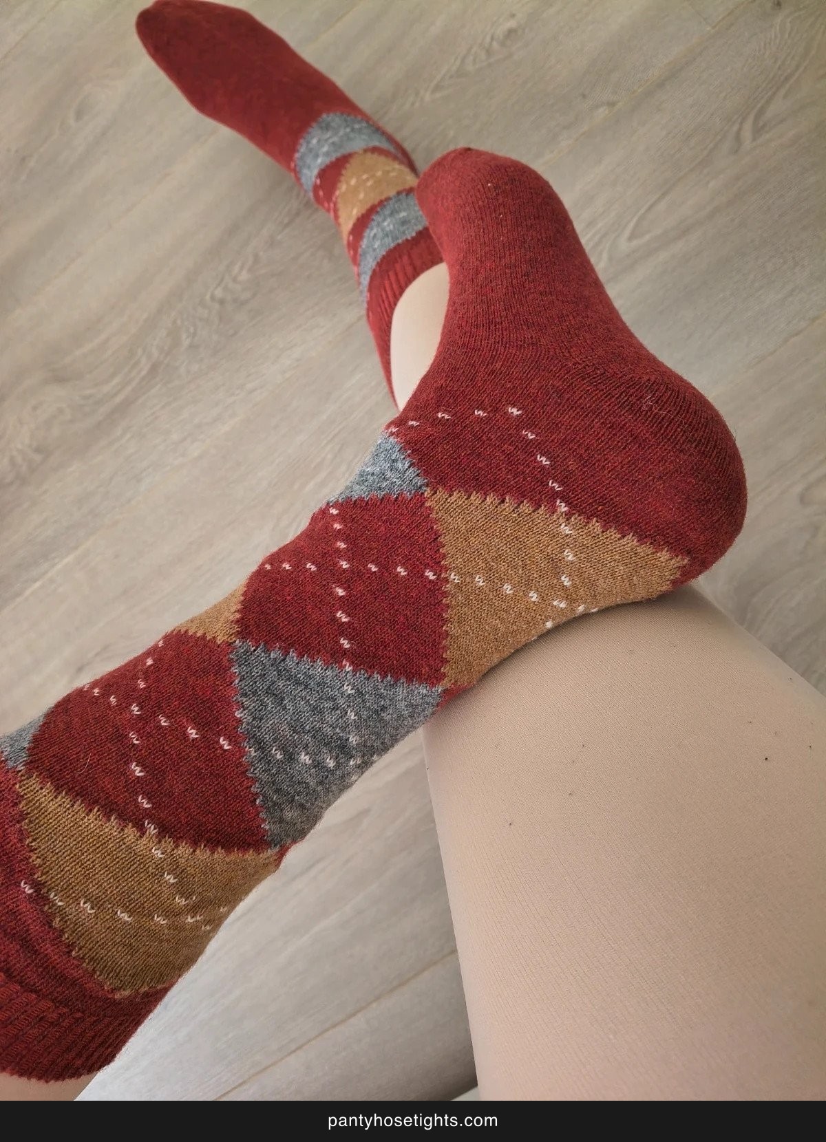 Boho Argyle Dark Red Knee-High Socks photo 3
