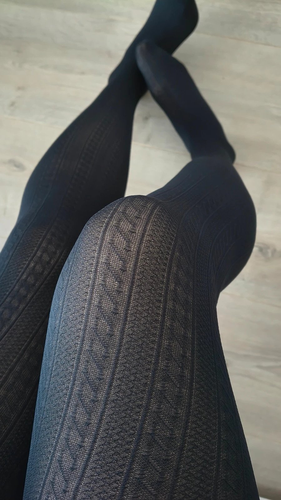 Cable-Rib Cosy Black Tights