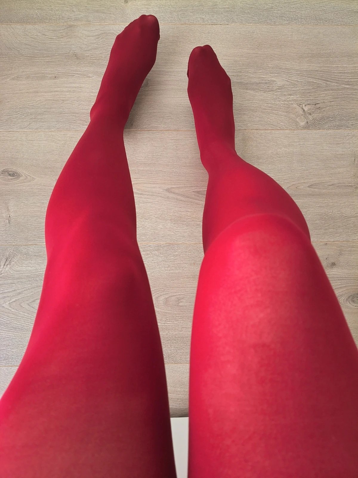 Cherry Red Velvet-Touch Tights