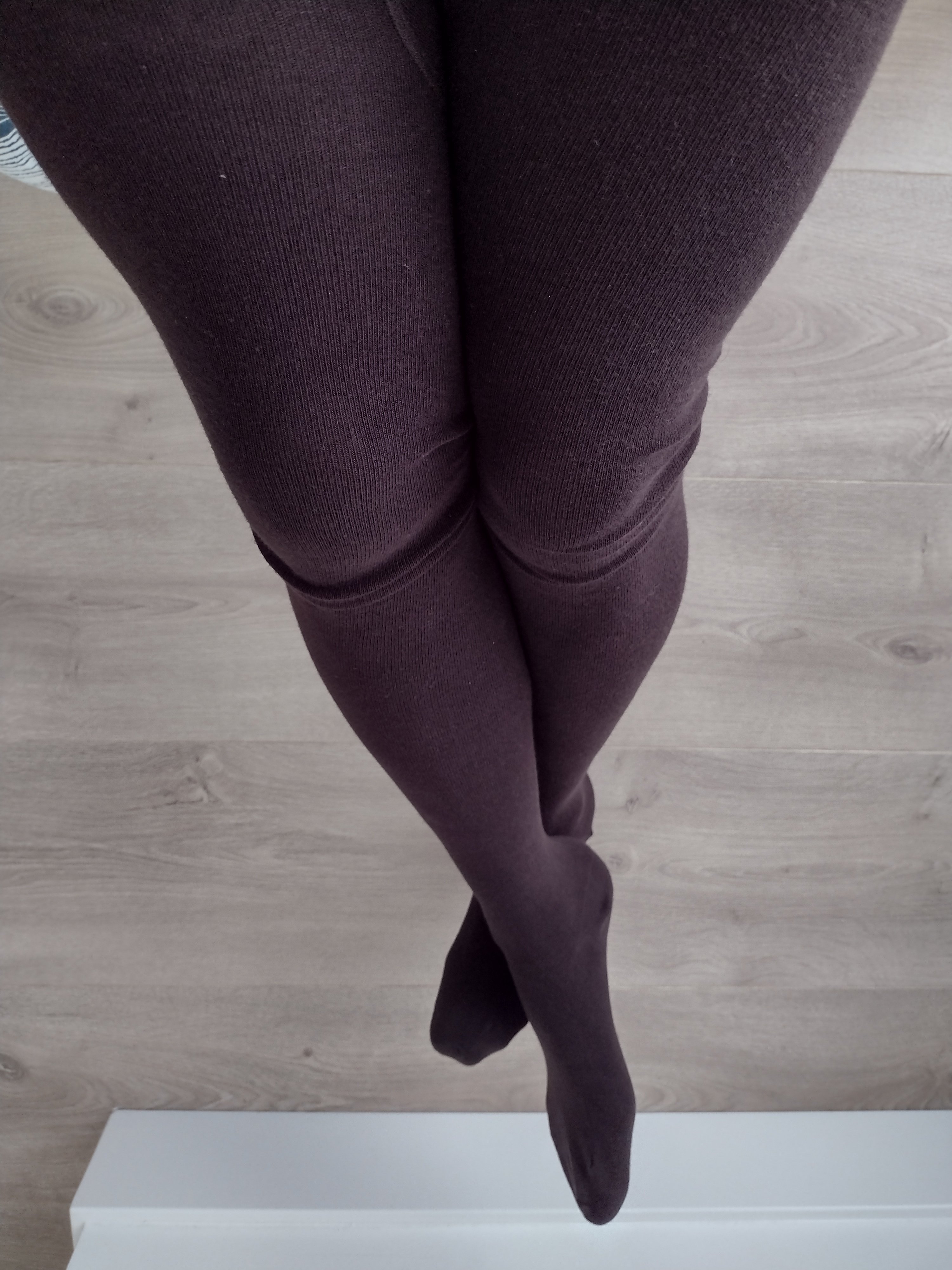 Espresso Brown Ribbed Tights