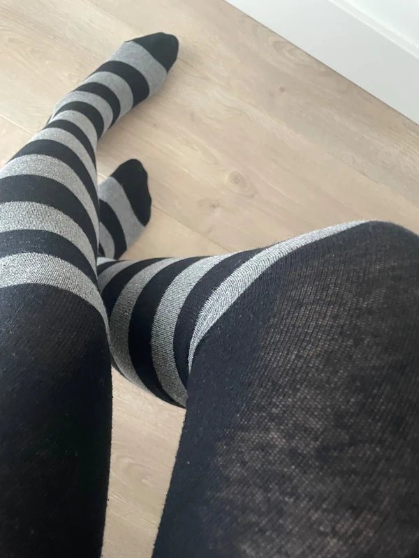 Charcoal Stripe Faux-Sock Pantyhose