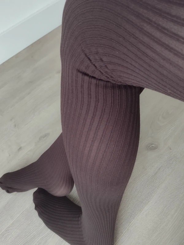 Chocolate Brown Ribbed Tights