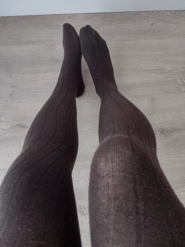 Chocolate Ribbed Knit Tights