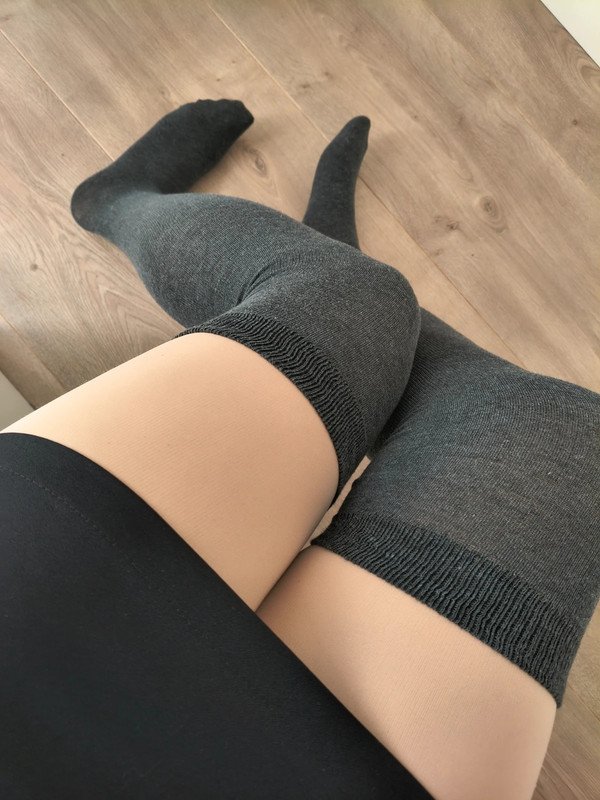 Cosy Grey Cotton Thigh-High Socks photo 2