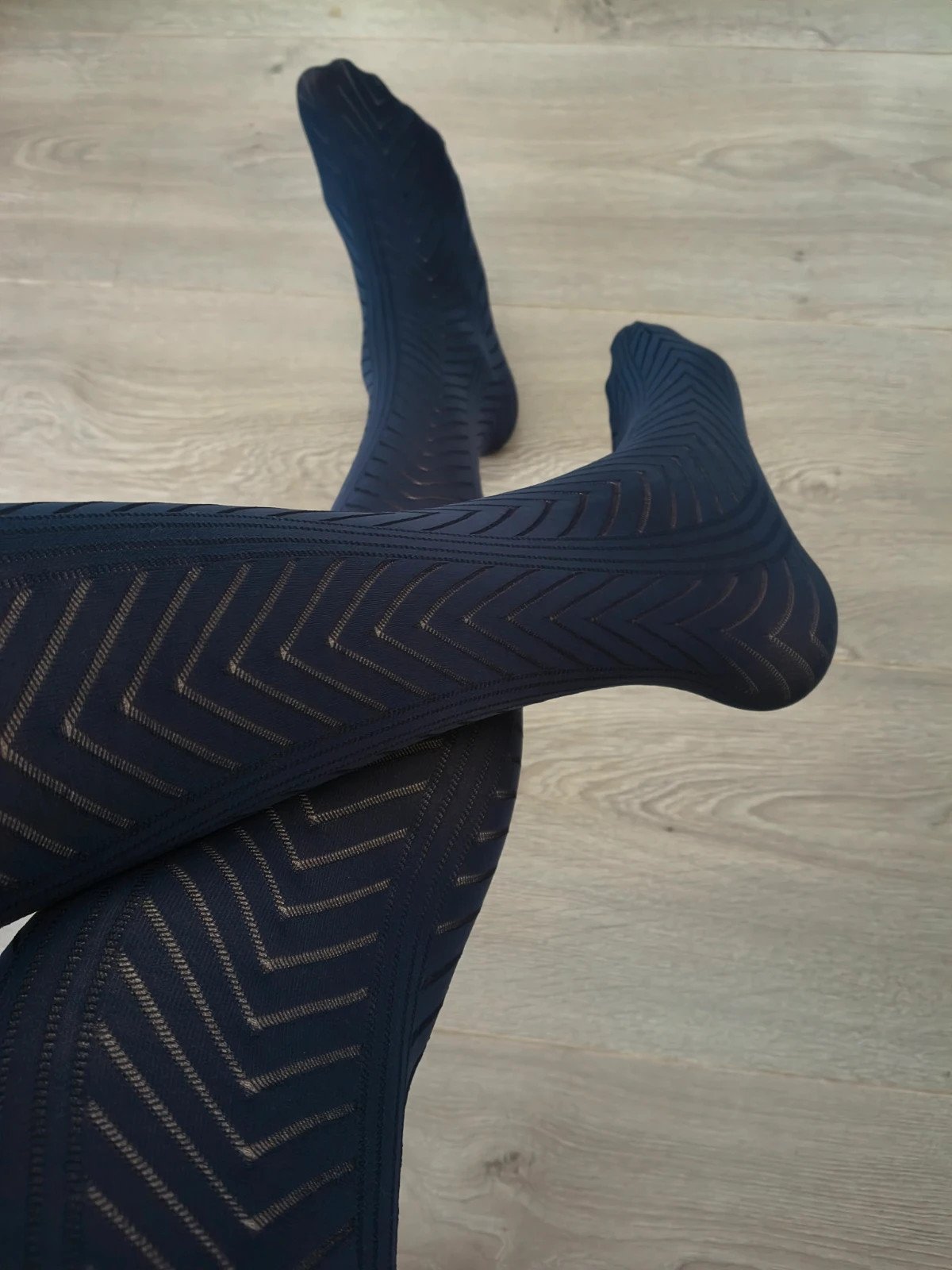 Dark Navy Geometric Lace Stockings photo 2