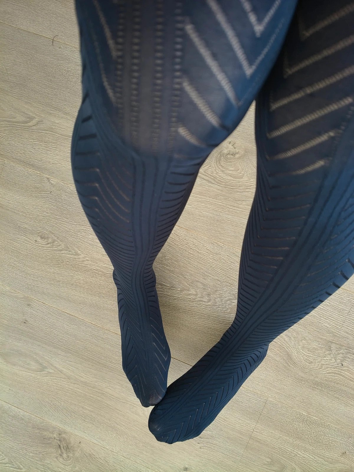 Dark Navy Geometric Lace Stockings photo 5