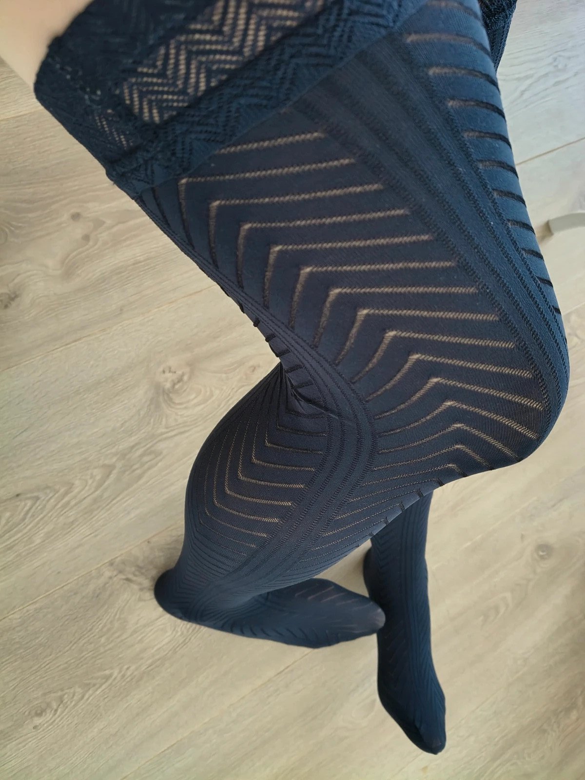Dark Navy Geometric Lace Stockings photo 6