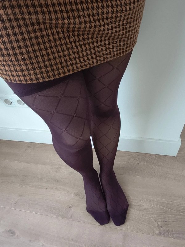 Purple Diamond Jacquard Thigh-High Stockings photo 5
