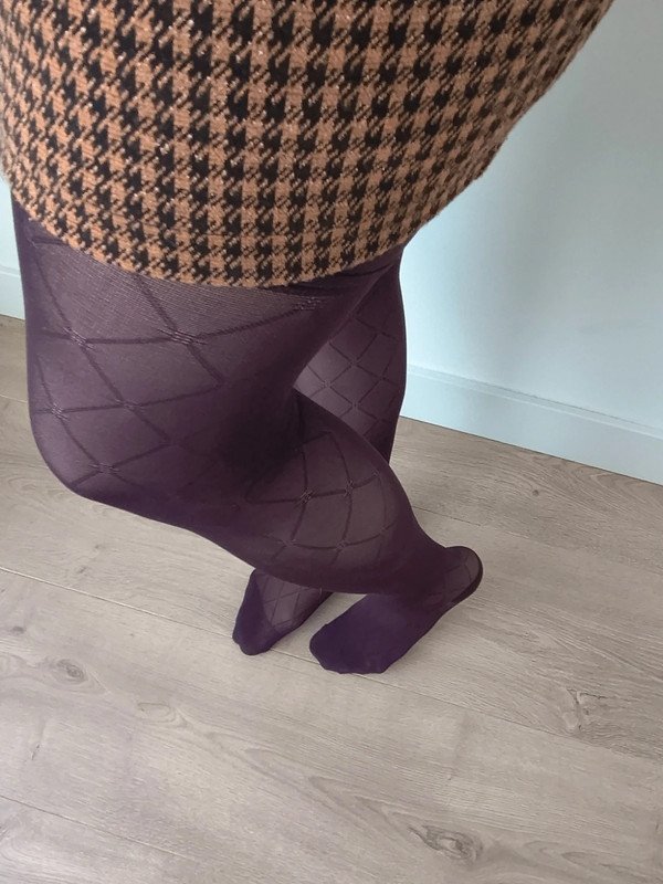 Purple Diamond Jacquard Thigh-High Stockings photo 7