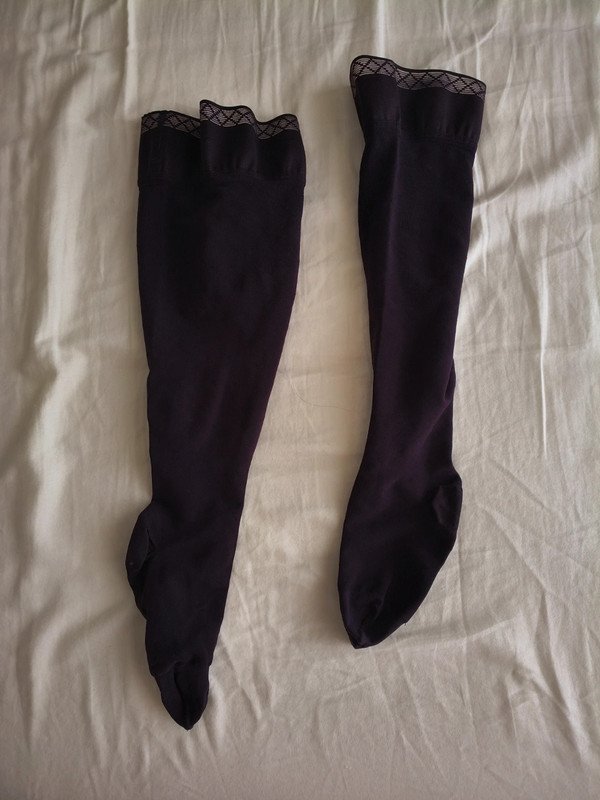 Purple Diamond Jacquard Thigh-High Stockings photo 8