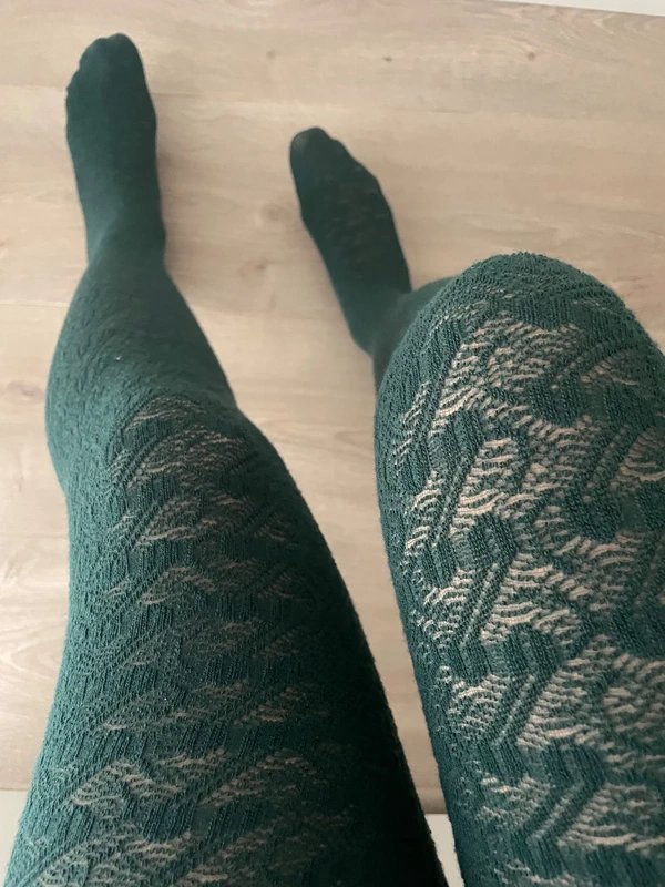 Forest Green Leaf Lace Tights
