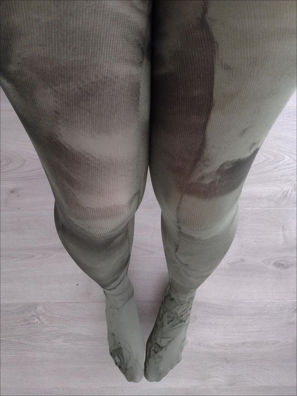 Washed-Effect Olive Green Tights