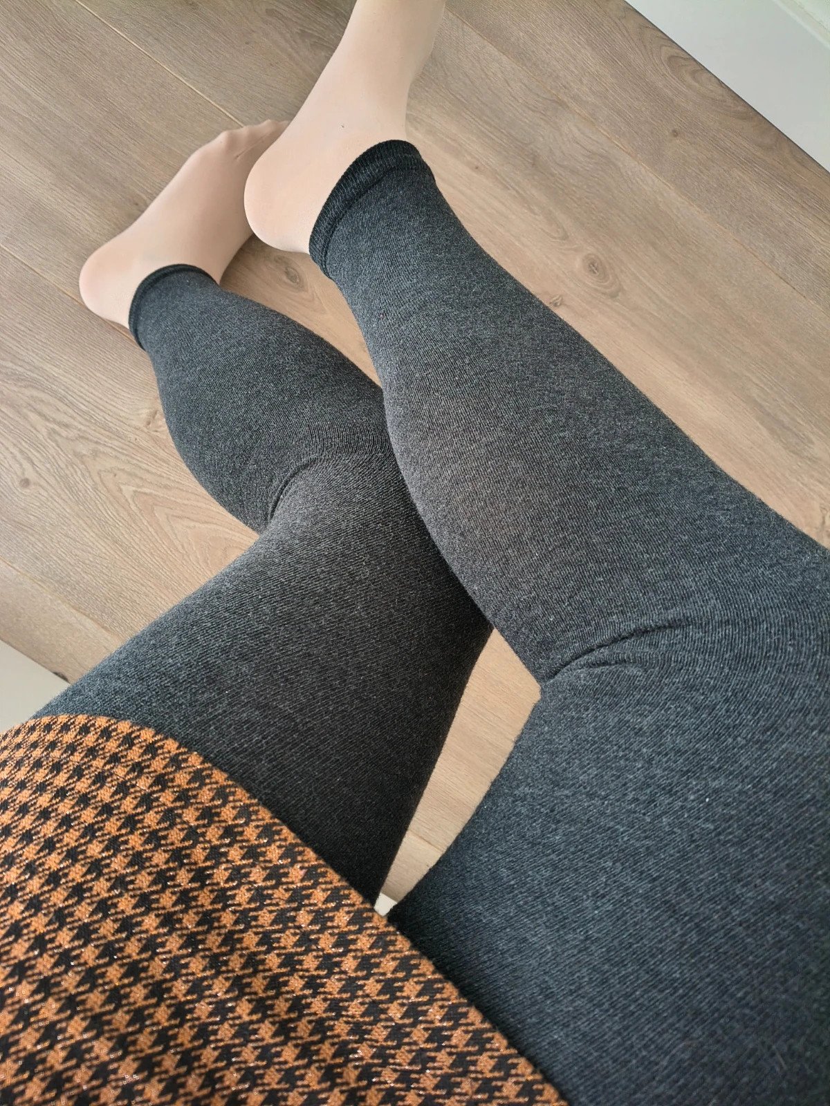 Charcoal Ribbed Cotton Leggings photo 2
