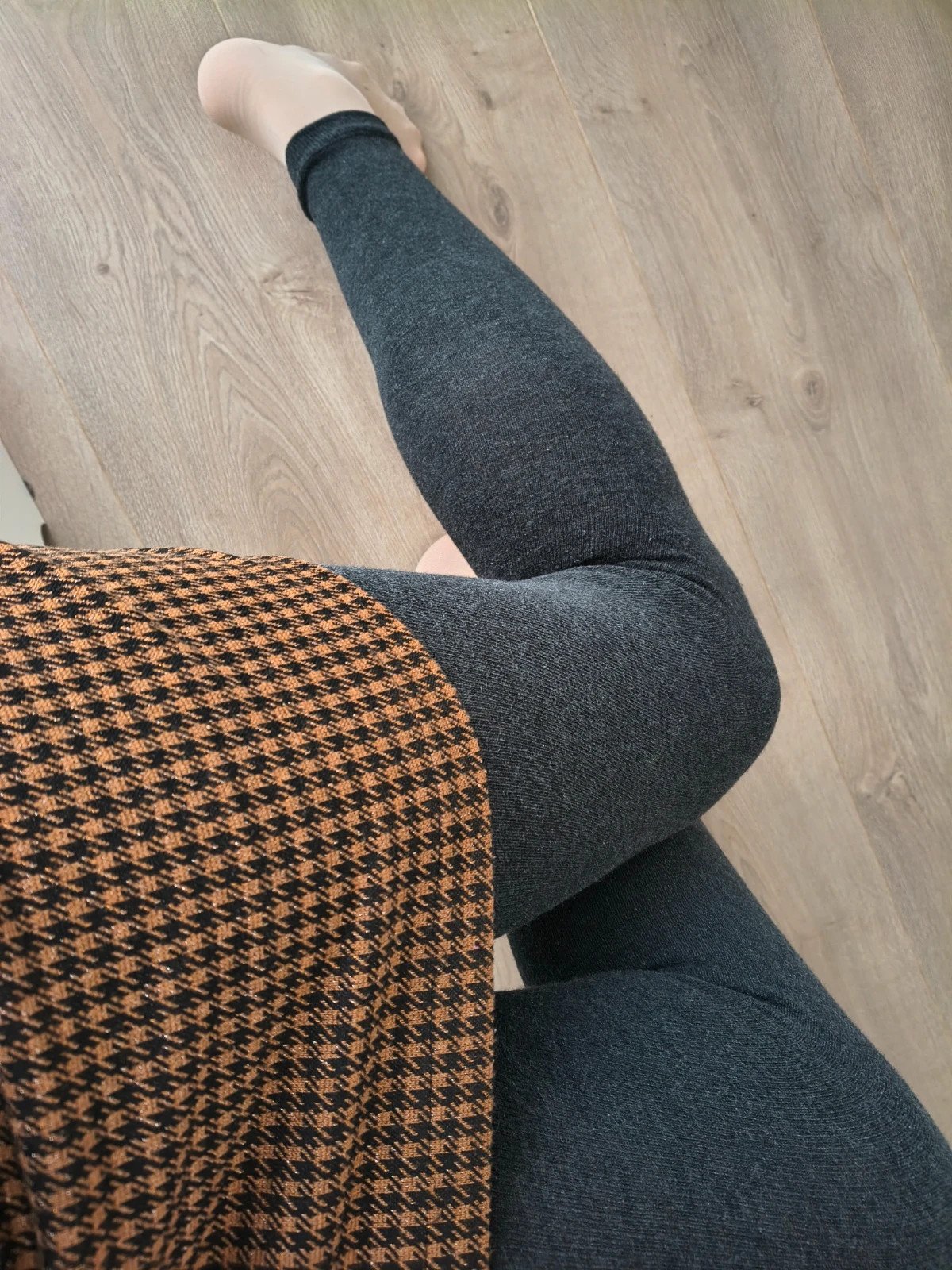 Charcoal Ribbed Cotton Leggings photo 5