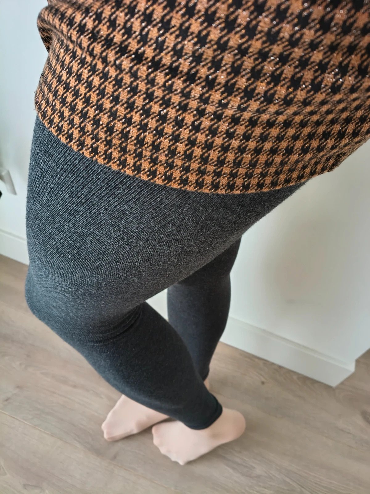 Charcoal Ribbed Cotton Leggings photo 9