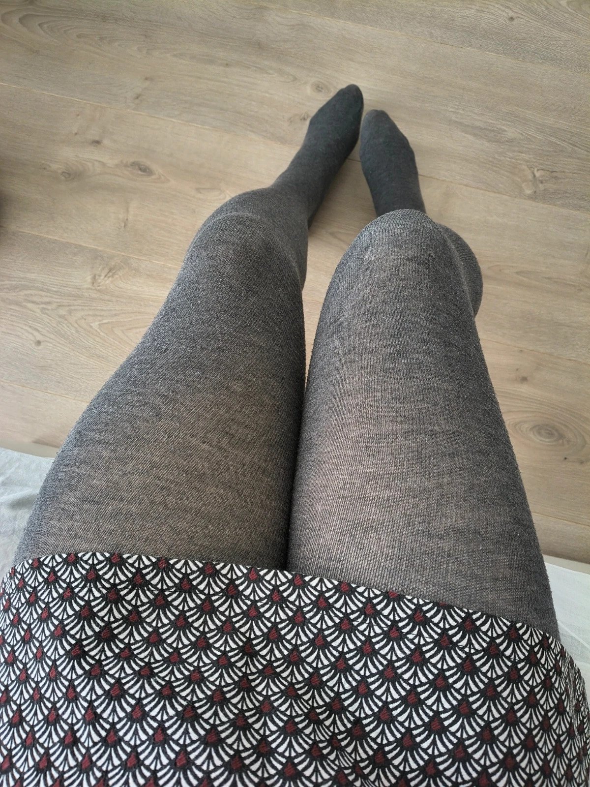Heathered Grey Ribbed Wool Tights