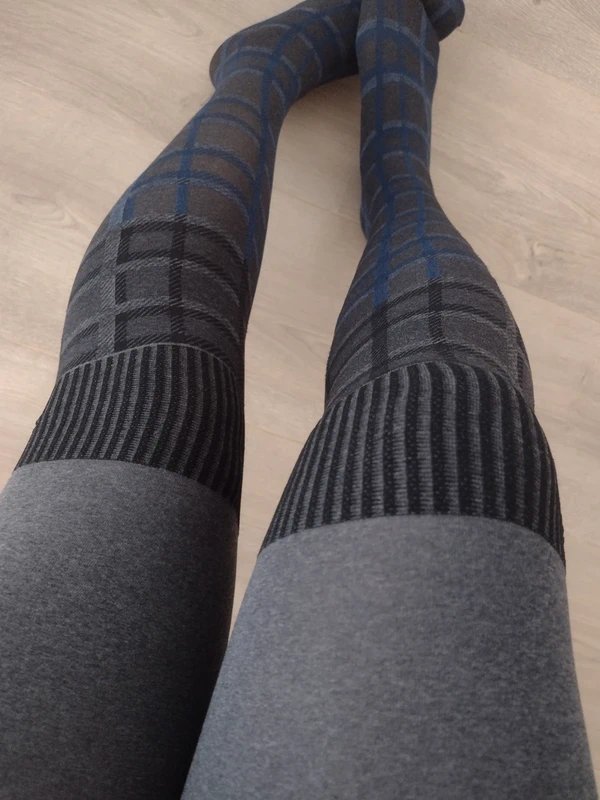 Faux Thigh-High Plaid Tights