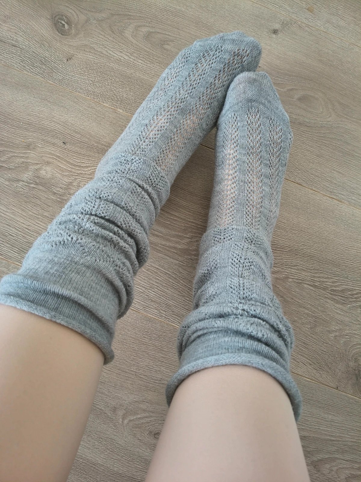 Grey Chevron Lace Thigh-High Socks photo 10