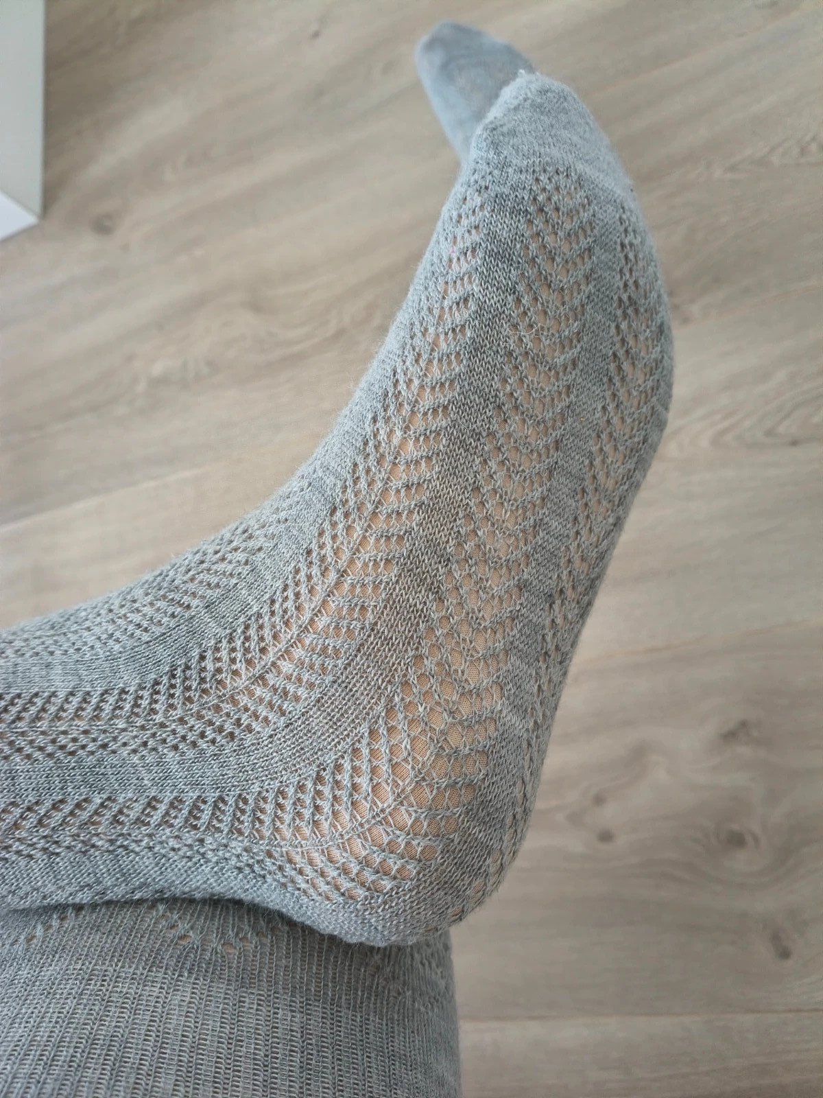 Grey Chevron Lace Thigh-High Socks photo 4