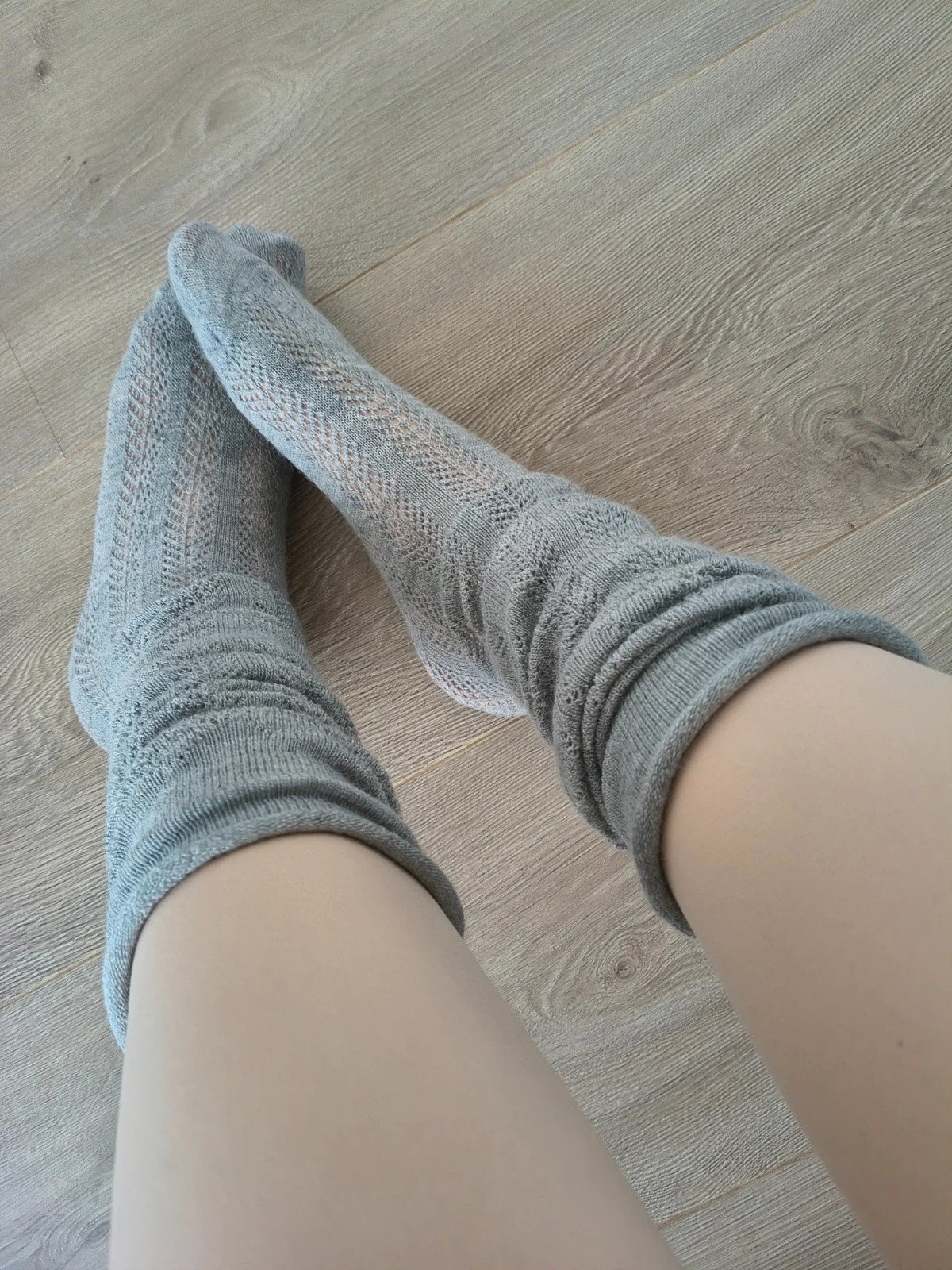 Grey Chevron Lace Thigh-High Socks photo 8