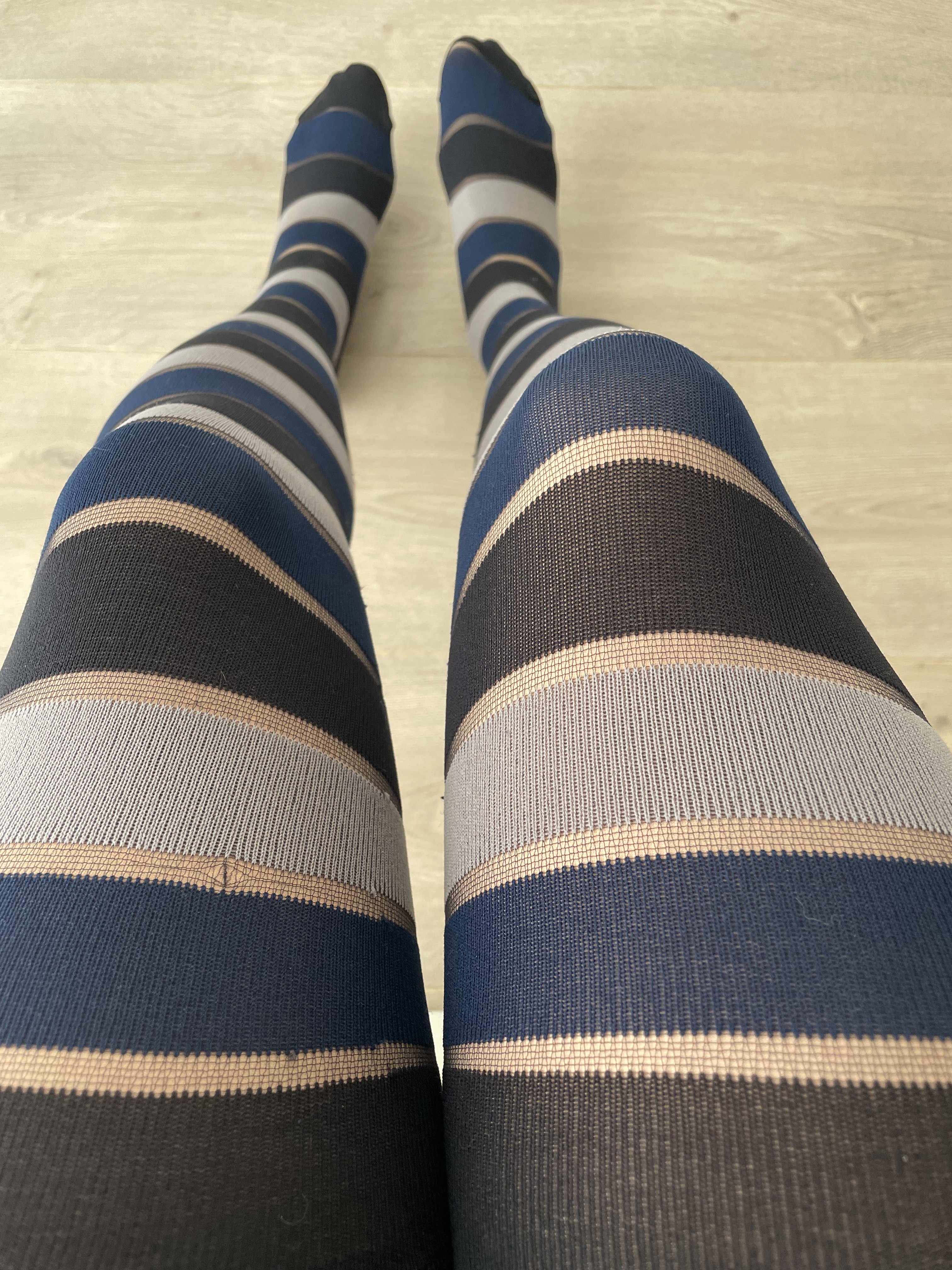 Navy Multi-Stripe Faux-Sock Pantyhose