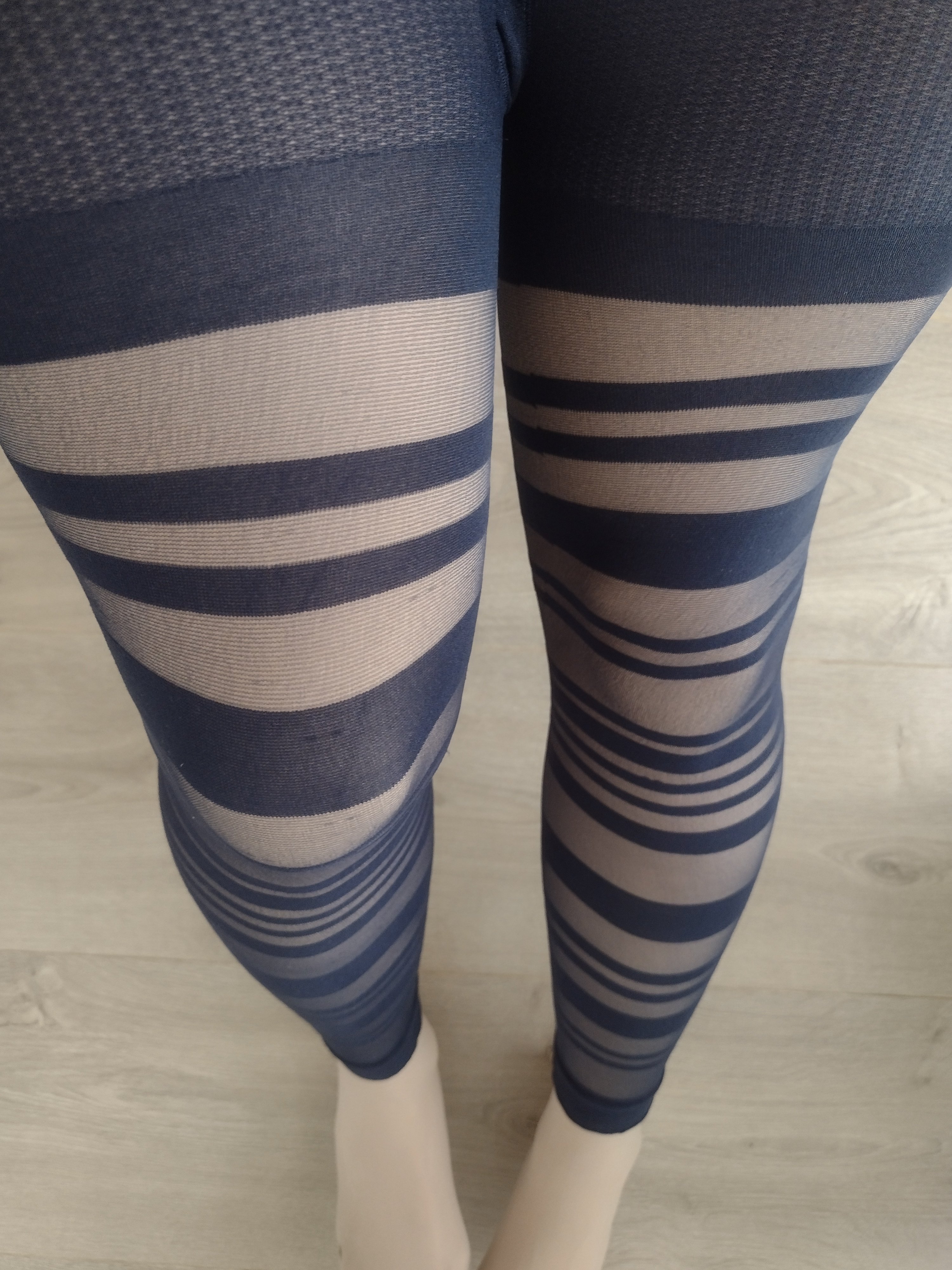 Navy Stripe Ribbed Leggings
