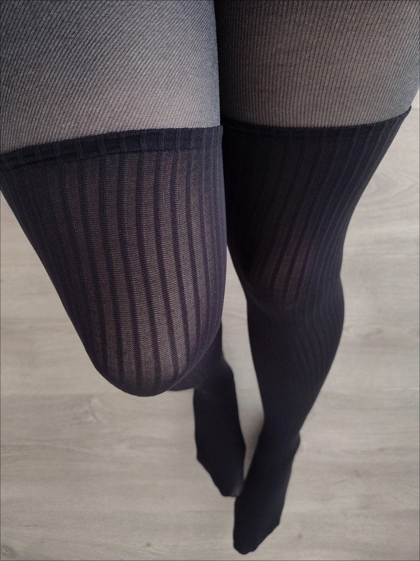 Faux Thigh-High Ribbed Pantyhose