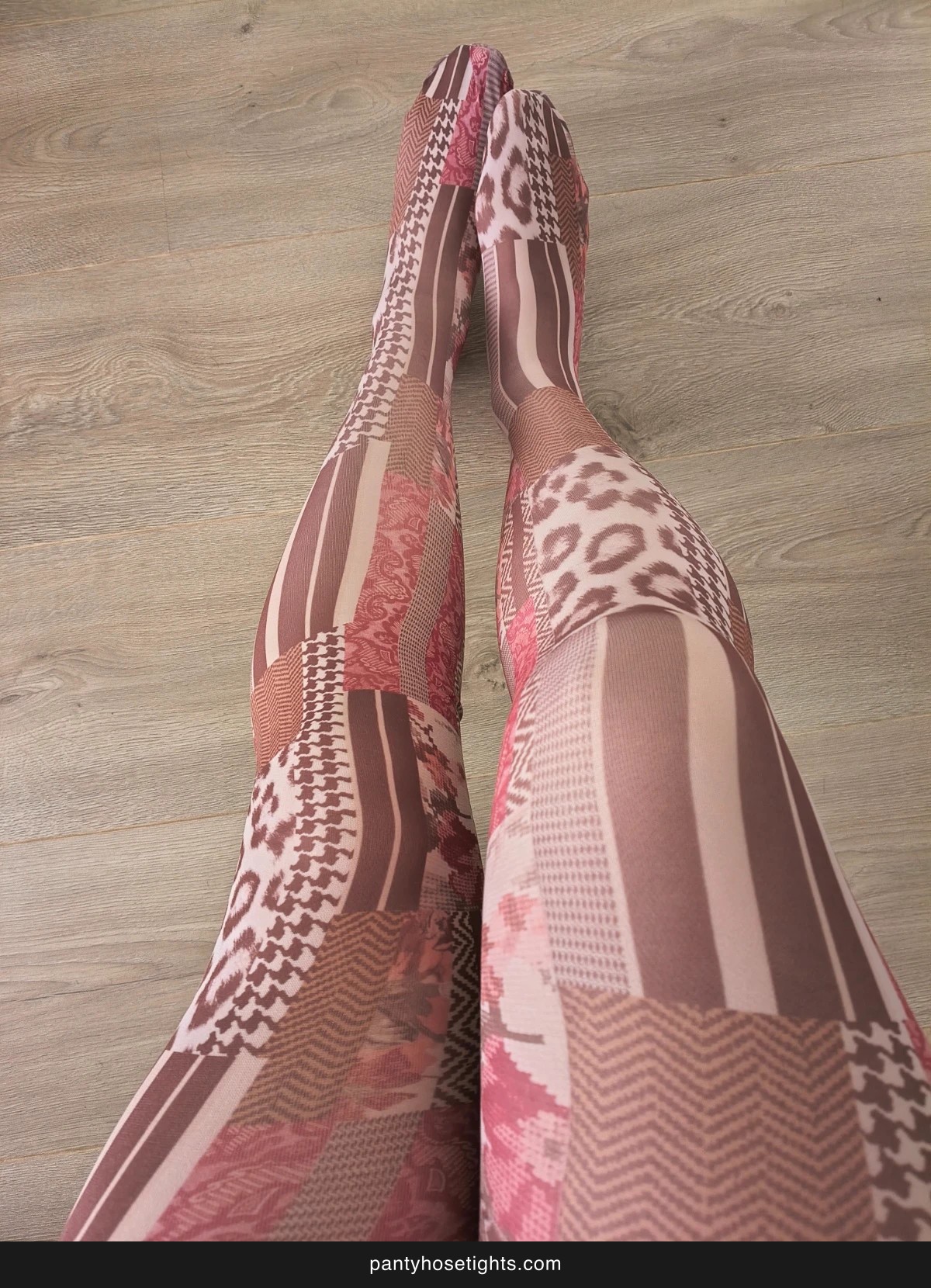 Pink Patchwork Print Tights